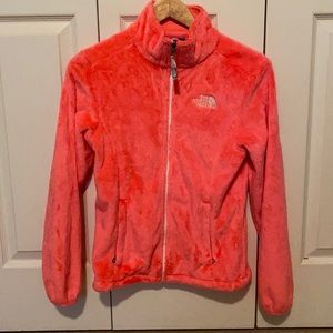 Neon Pink Fuzzy North Face Jacket